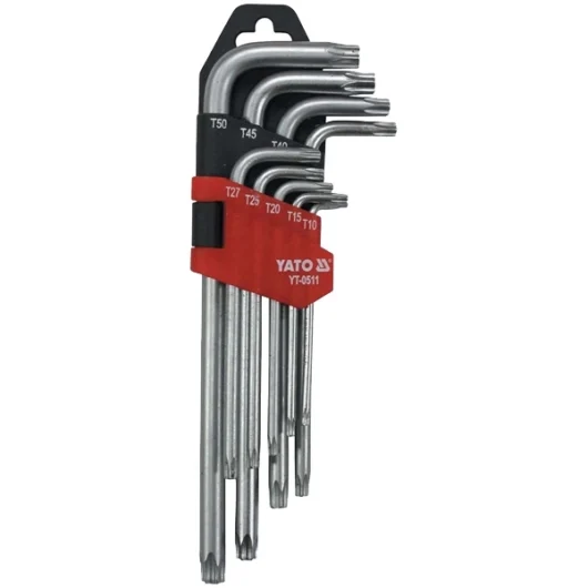 JUEGO DE 9 LLAVE TORX LARGA DE T10 A T50 CON SEGURO MODELO:YT-0511 YATO Ref.YT-0511