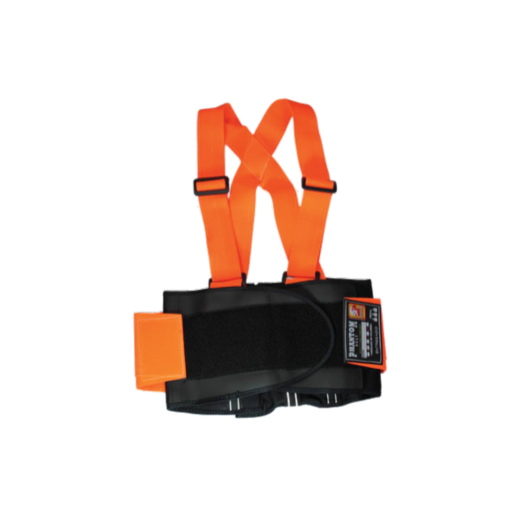 FAJA INDUSTRIAL SACROLUMBAR NARANJA/NEGRA CON TIRANTES REGULABLES Y AJUSTE DE VELCRO, MOD.SH1326. SIZE: L  MARCA: COSMO – SH1326-L