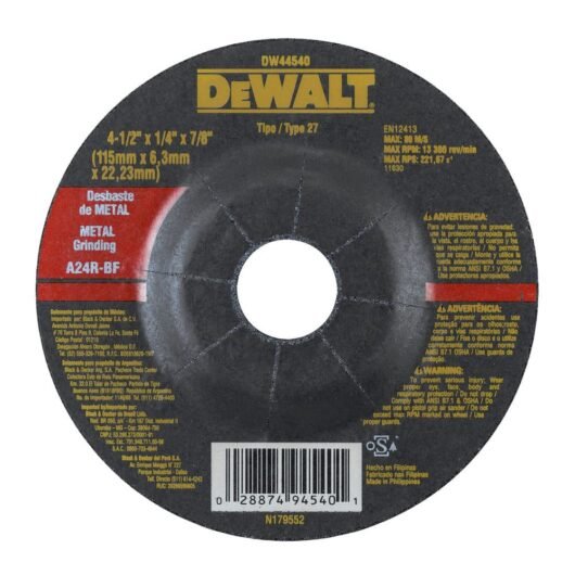 DISCO DE PULIR  METAL 4-1/2″ X 1/4″  X 7/8″ DEWALT – Ref.DW44540