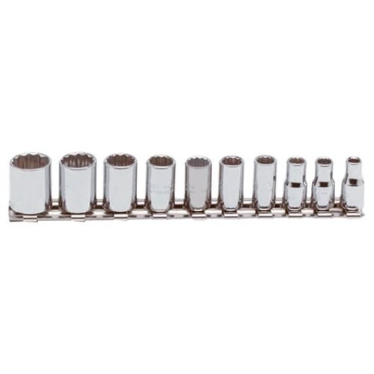 JUEGO DE 10 CUBO CORTO ESTRIADO CROMADO C-1/4″ DE 3/16″ A 9/16″ PROTO – Ref.J47104