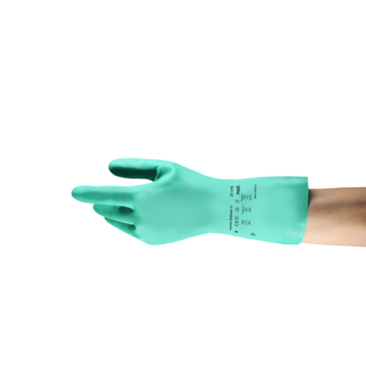 GUANTES DE NITRILO SOLVEX PARA PROTECCION QUIMICA DE 13″, PARA EXTENSA GAMA DE APLICACIONES, OFRECE UNA MAYOR PROTECCIÓN CONTRA DESGARROS, PERFORACIONES Y ABRASIÓN, FLOCADO DE ALGODÓN PARA REDUCIR EL SUDOR COLOR: VERDE, CUMPLE CON FDA (21CFR 177.2600) CE – Ref.37-175/9