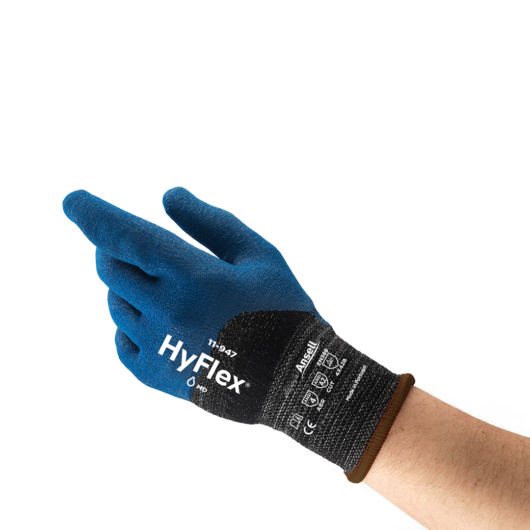 (OFERTA) GUANTES DE NITRILO HYFLEX PARA MANIPULACION DE PRECISION CON PROTECCION CONTRA CORTES, EXCELENTE RENDIMIENTO FRENTE A LA ABRACION, RESISTENTE A LOS ACEITES Y GRASAS, LONGITUD: 235-275 MM; 9.25-10.82 PULG., COLOR: AZUL, ACABADO: 3/4 RECUBIERTO, MA – Ref.11-947