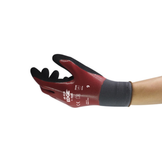 GUANTES EN NITRILO EDGE, PARA APLICACIONES LIGERAS QUE REQUIEREN UN RECUBRIMIENTO DURADERO PARA UN AGARRE SEGURO EN ENTORNOS GRASIENTOS, COLOR: ROJO/NEGRO, LONGITUD: 220-270 MM/  – 10,6 PULG., ACABADO: RUGOSO, MATERIAL DEL RECUBRIMIENTO: NITRILO, SIZE 9, – Ref.48-919/9