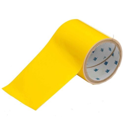 ROLLO DE CINTA PARA DELIMITAR TOUGH STRIPE COLOR AMARILLO DE 4″X 100’ MOD. 104372 MARCA BRADY. MATERIAL DE POLYESTER, ADHESIVO. – 104372
