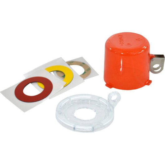 BLOQUEO DE BOTÓN CON CUBIERTA ESTÁNDAR MEDIDA: IN H X 2.5 IN W X 2.5 IN D. MODELO: 130820 MARCA BRADY.COLOR.ROJO – 130820