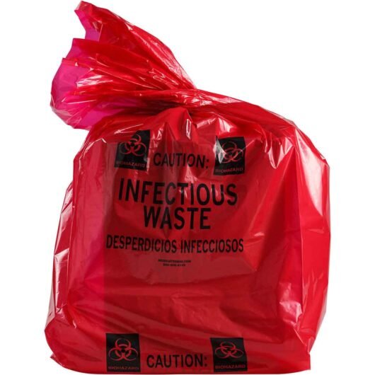 BOLSA DE ELIMINACION DE RIESGO BIOLOGICOS, MATERIAL: POLIPROPIRENO, COLOR NEGRO CON ROJO, DIMENSIONES 16 IN H X 14 IN W X 36 IN D, CODIGPO ASB-3BAD, MARCA BRADY – ASB-3BAG