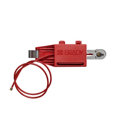 BLOQUEO DE PANEL MEDIDA 3,2 PULGADAS x 6,24 PULGADAS DE LARGO x 1,67 PULGADAS DE PROFUNDIDAD RIESGO ELECTRICO COLOR ROJO REF. 151633 CABLE DE 3,2 (1M) MARCA BRADY – 151633