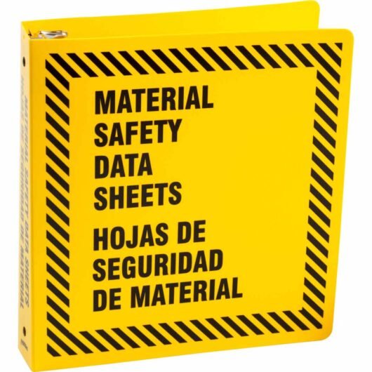 CARPETA SDS  INGLES / ESPAÑOL CON PICTOGRAMAS GHS – 1.5 » CADENA, PAR DE LEVANTADORES DE HOJAS MATERIAL  POLYETHYLENE COLOR BLACK ON YELLOW MARCA:BRADY – 48756Y