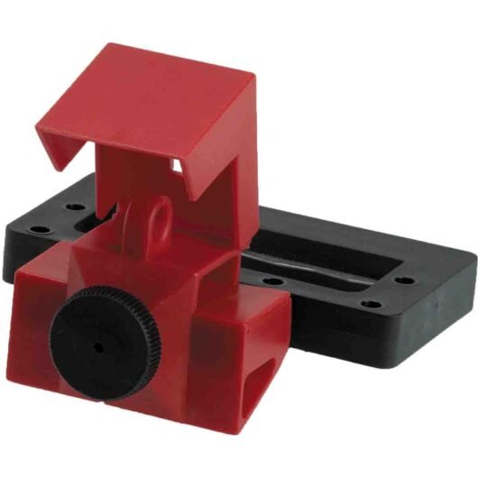 BLOQUEADOR DE INTERRUPTOR GRANDE MOD. 65329, MARCA BRADY. MATERIAL DE NYLON Y POLIPROPILENO. DIMENSIONES 2 1/4 INCH W X 7/8 INCH THK – 65329