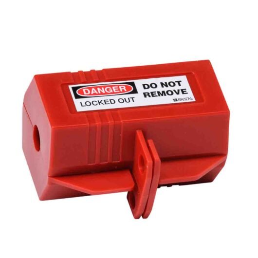 BLOQUEADOR DE PLUG ROJO MOD. 65674 MARCA BRADY. MEDIDAS 2” X 2” X 3 ½ CON ½” D. MATERIAL POLIPROPILENO. 110 VOLTIOS. – 65674