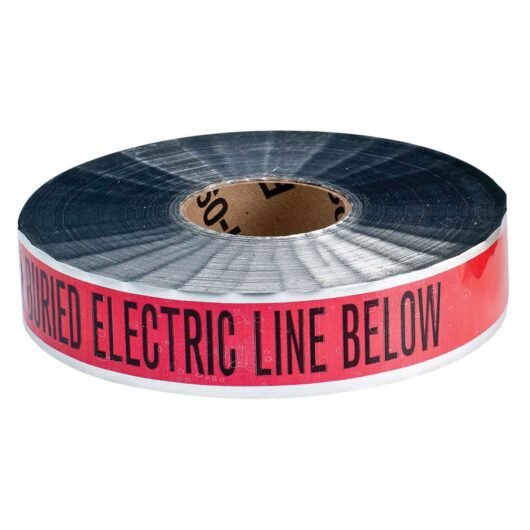 CINTAS DE ADVERTENCIA SUBTERRÁNEAS LÍNEA ELÉCTRICA,2 PULGADAS DE ANCHO X 1000 PIES DE LARGO MATERIAL POLIÉSTER   B-721 PAPEL DE METAL DETECTABLE CON GRÁFICOS SUBSUPERFICIALES PARA SELLAR LA LEYENDA DE ÁCIDOS, ÁLCALIS Y OTRAS SUSTANCIAS DEL SUELO. COLOR  N – 91601