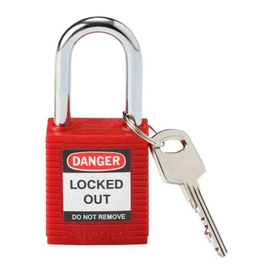 CANDADO DE SEGURIDAD COLOR ROJO CON ARCO DE ACERO DE 1 ½  BRADY – 99552