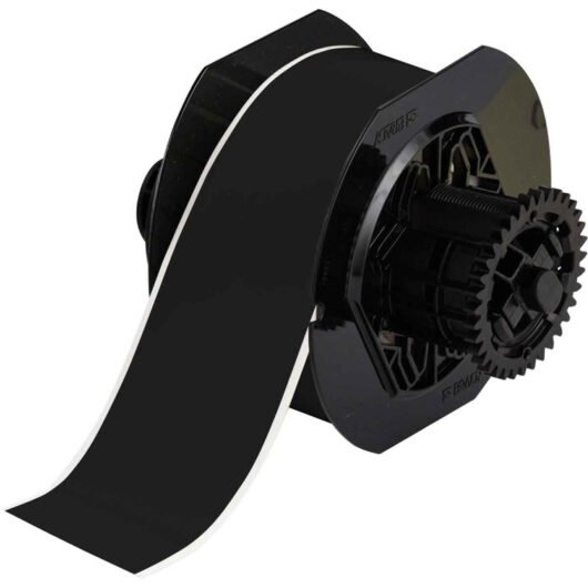 ROLLO DE ETIQUETA ADHESIVAS ACRILICO DE VINILO MODELO B30C-2250-595-BK COLOR NEGRO, TAMAÑO 2.25”X 100’ MARCA BRADY – B30C-2250-595-BK