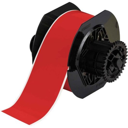 CINTA ADHESIVA PERMANENTE PARA ETIQUETAS DE VINILO, MOD. B30C-2250-595-RD,  PARA TODO CLIMA PARA IMPRESORAS B30 – 2.25″, ROJA MARCA BRADY – B30C-2250-595-RD
