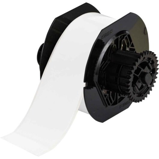 ROLLO DE ETIQUETAS ADHESIVAS ACRILICO DE VINILO COLOR BLANCO NTERIOR/EXTERIOR 2.25”X 100’.  SERIA B30, MOD. B30C-2250-595-WT, MARCA BRADY. PARA USAR EN IMPRESORAS: BBP®30, BBP®31, BBP®33, BBP®37 Y  S3100. – B30C-2250-595-WT