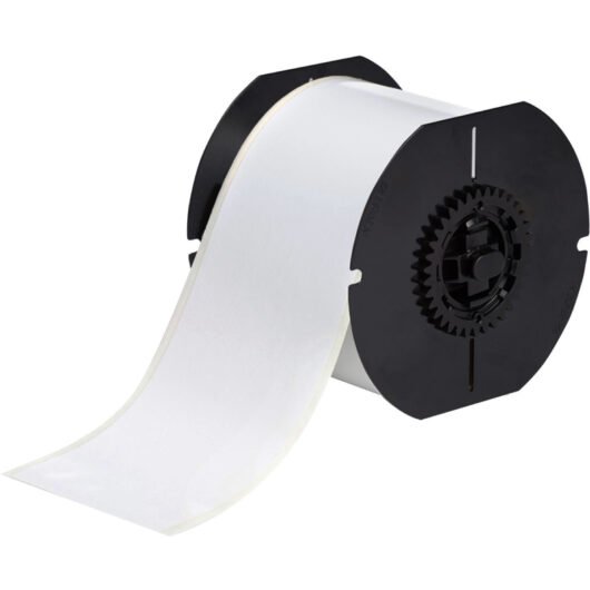 ROLLO DE ETIQUETAS ADHESIVAS ACRILICO DE VINILO COLOR BLANCO INTERIOR/EXTERIOR 3¨ X 100’.  SERIA B30, MOD. B30C-3000-595-WT, MARCA BRADY. PARA USAR EN IMPRESORAS: BBP®30, BBP®31, BBP®33, BBP®37 Y  S3100 – B30C-3000-595-WT