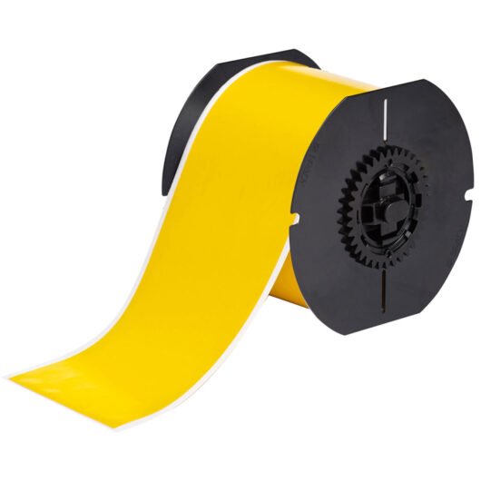 ROLLO DE ETIQUETAS ADHESIVAS ACRILICO DE VINILO COLOR AMARILLO INTERIOR/EXTERIOR 3¨ X 100’.  SERIA B30, MOD. B30C-3000-595-YL, MARCA BRADY. PARA USAR EN IMPRESORAS: BBP®30, BBP®31, BBP®33, BBP®37 Y  S3100 – B30C-3000-595-YL