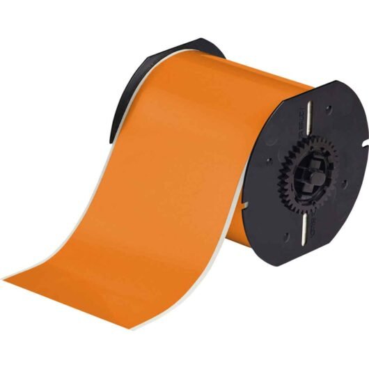 ROLLO DE ETIQUETA ADHESIVA4« X 100 FT COLOR NARANJA – B30C-4000-595-OR