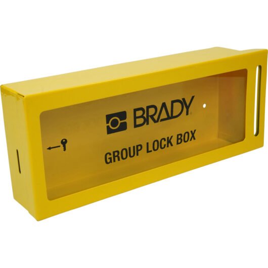 CAJA DE BLOQUEO DE PARED DE METAL, DIMENSIONES: 6 PULGADAS DE ALTO X 15 PULGADAS DE ANCHO X 3 PULGADAS DE PROFUNDIDAD, MATERIAL DE LA CAJA DE BLOQUEO: ACERO, NÚMERO MÁXIMO DE CANDADOS: 10, COLOR: NEGRO/AMARILLO, LEYENDA: GROUP LOCKOUT, REF. LG252M, MARCA – LG252M