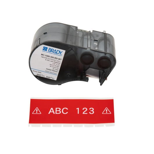 ROLLO DE ETIQUETAS DE VINILO PARA INTERIORES Y EXTERIORES, MEDIDA 1.5PULGADA DE ANCHO X25PIES  COLOR  ROJO – MC-1500-595-RD-WT