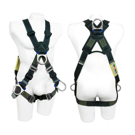 ARNES 4 ARGOLLAS MATERIAL NOMEX/KEVLAR, ARGOLLAS TIPO D, COSTURAS EN HILO AMARILLO POLYESTER, NORMA ASTM F887-16, ESTILO X, ANZI Z359.1 ANZI 359.12, CODIGO IN8004-K, MARCA INSAFE –  Ref.IN8004-K