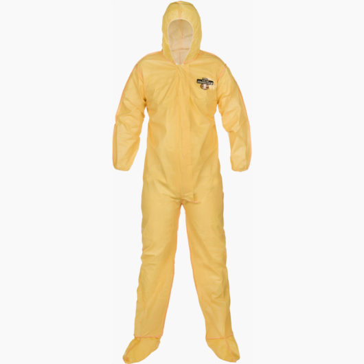 OVEROL DESECHABLE AMARILLO PARA QUIMICOS, CE2777, MODELO CT1SL428EB, CODIGO CHEMMAX 1, MARCA LAKELAND – CHEMMAX 1-XL