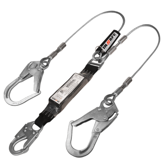 ESLINGA EN Y CON ABSORVEDOR EN GUAYA, GANCHOS 21/4, GANCHO APERTURA 3/4 CABLE DE ACERO, ANSI Z359.1, CODIGO IN8021-G, MARCA INSAFE –  Ref.IN8021-G